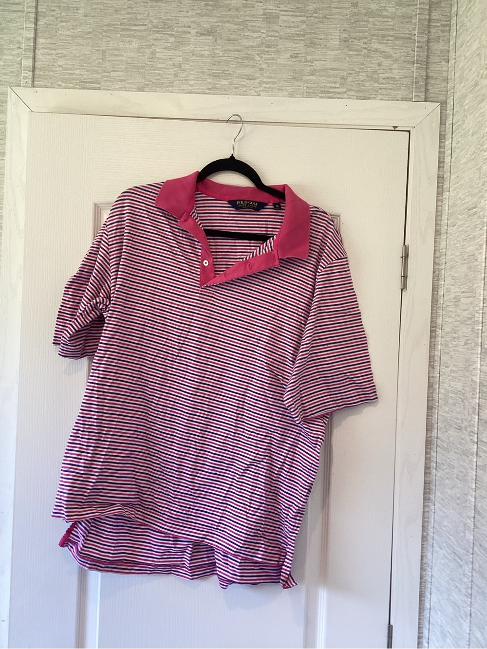 Ralph Lauren Pink and Purple Striped Polo XL EUC